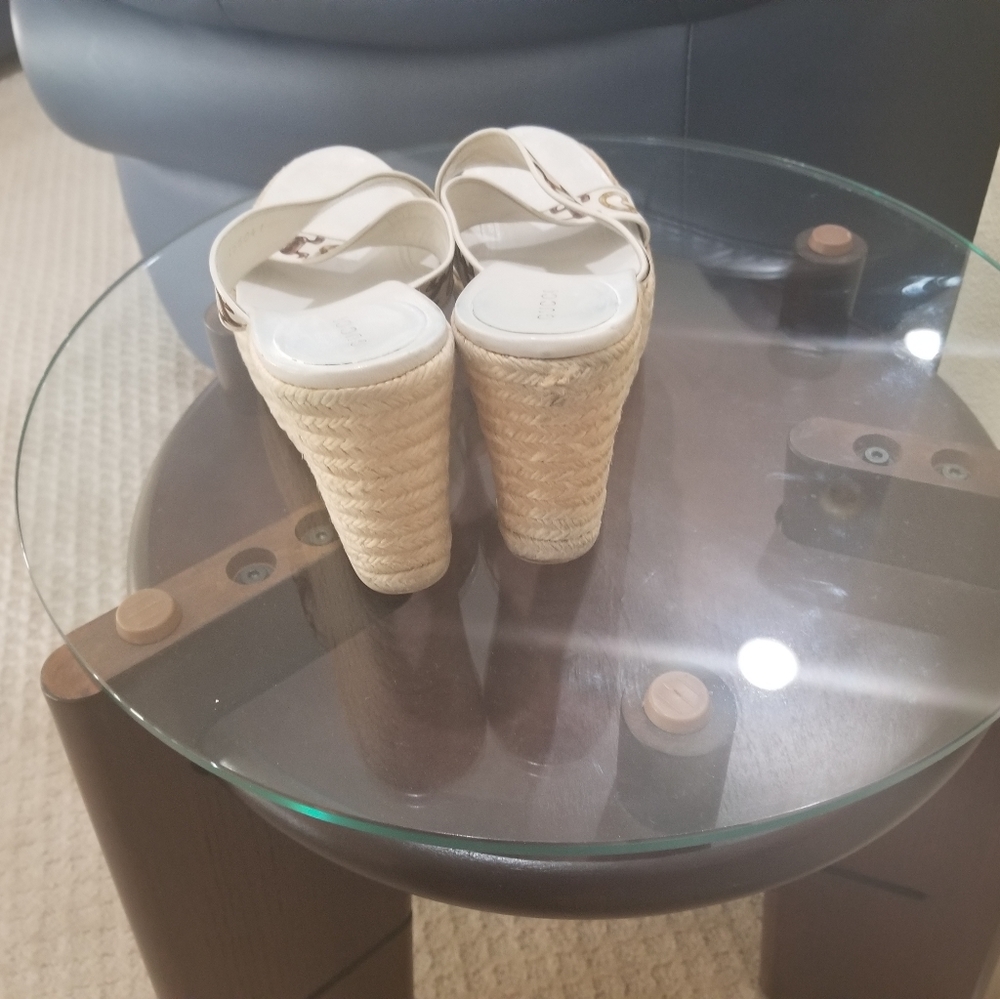 Gucci White Golden Espadrille Wedge - Picture 3 of 3